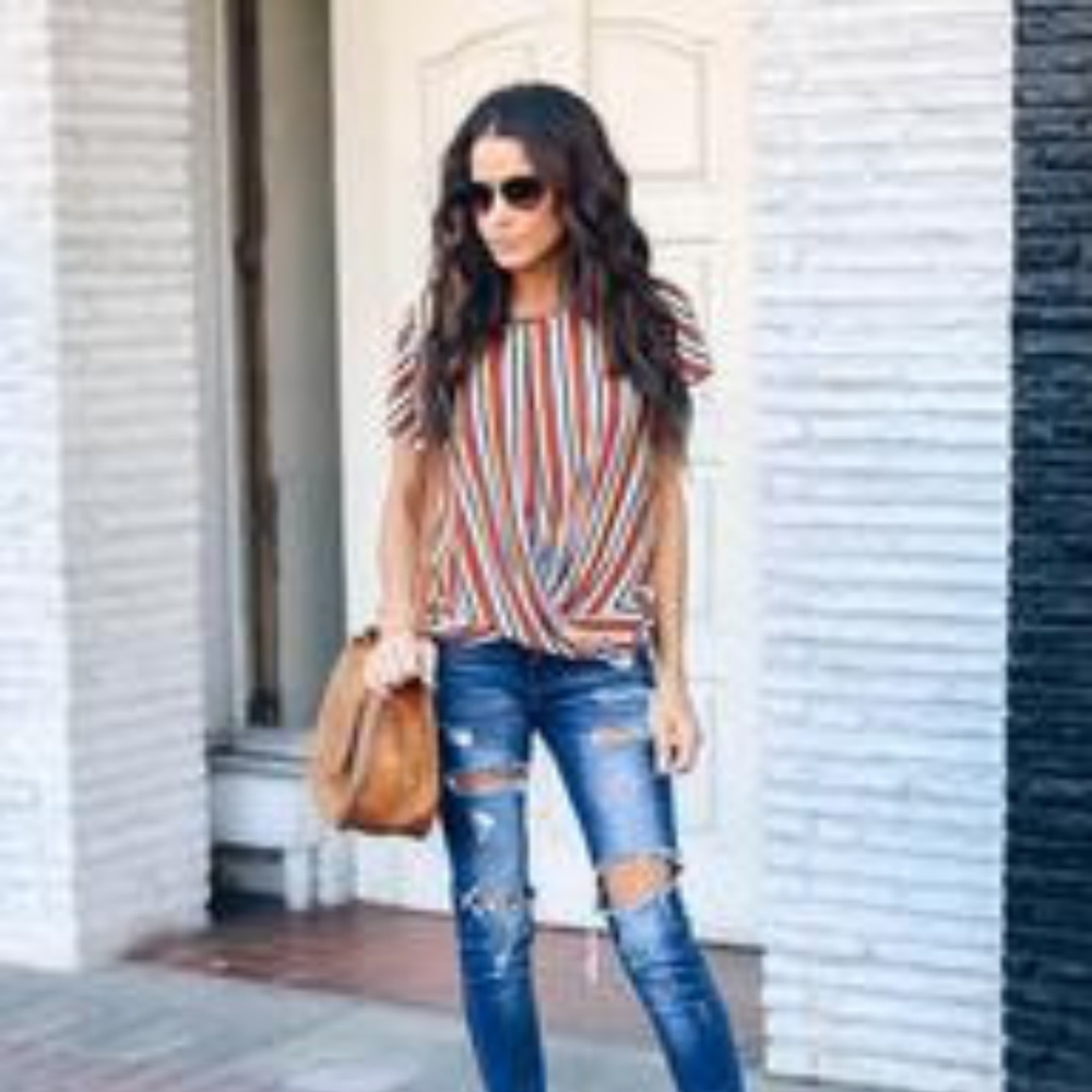 About Time Striped Twist Top